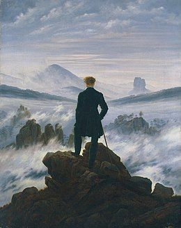 Il “Viandante sul mare di nebbia”, opera in stile romantico realizzata dal pittore tedesco Caspar David Friedrich nel 1818 (conservata alla Hamburger Kunsthalle di Amburgo).