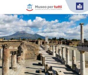 La prima pagina della guida a Pompei “Easy to Read” è illustrata con la foto di un sito archeologico.