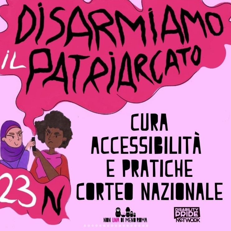 Una delle slide di promozione del Corteo nazionale contro la violenza di Non Una Di Meno.